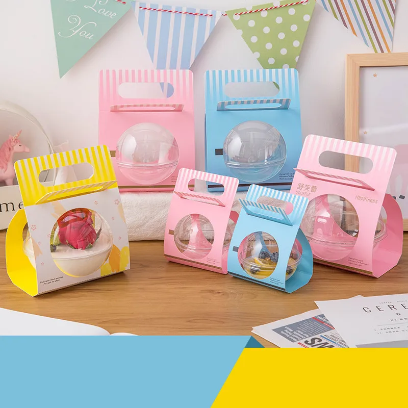 

50pcs High quality protable creative transparent cake cup bakint decor tool round salad ice cream dessert plastic cup with lid