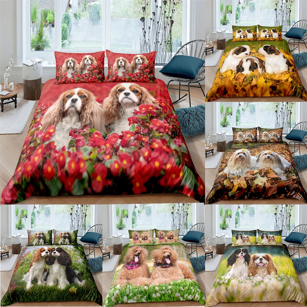 3d Cute Dog Printing Duvet Cover Queen King Size For Luxury Home