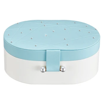 

Korean Style Fresh And Simple Girl Earrings Plate Jewelry Box Protable Leather Earrings Ring Multi-Function Jewelry Storage Bo