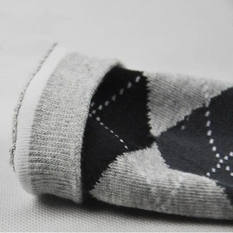 5 Pairs Men's Business Dress Socks with Fingers Cotton Short 5 Toes Crew Sock Casual Fashion Diamond Pattern Toe Socks Deodorant