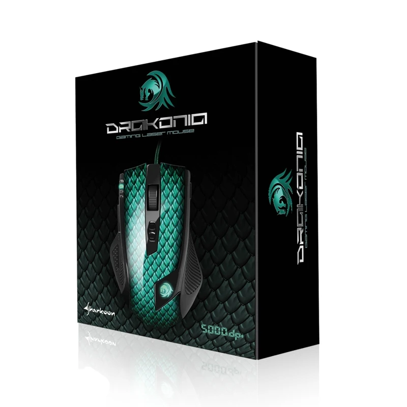 Игровая мышь Sharkoon Drakonia (11 кнопок 5000 dpi USB зелёная подсветка)|Мыши| |