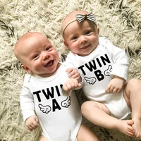 4 Color Newborn Baby Bodysuits Twin Brothers Sisters Long Sleeve Comfortable Infant Jumpsuits Boys Grils Crawling Clothes Winter 1