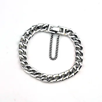 

SUNIANGON Big Chain Bracelet Coarse 925 Sterling Silver Women Bracelet Squashed Chain Korean Bracelet Fashion 925 Jewelry Gift