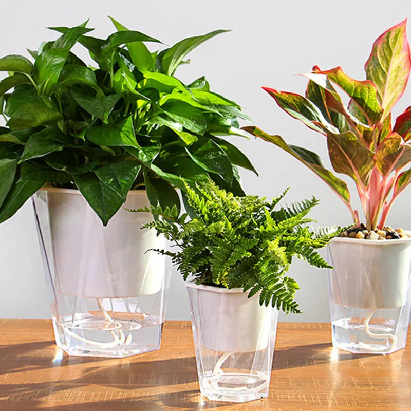 Flower Plant Pot Self Watering Planter Transparent Planting Flower Pot Water Storage Basin Stock Garden Supplies Home Decor