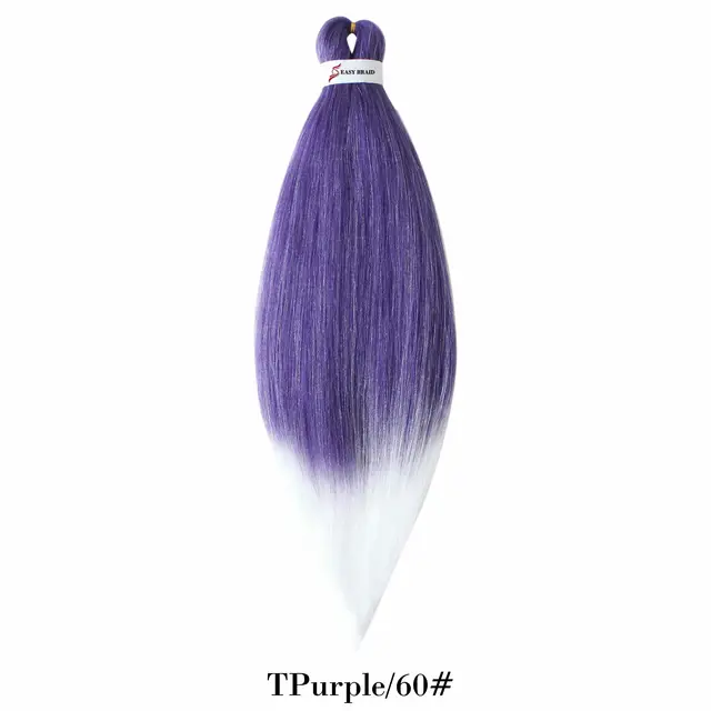 Pre Stretched Kanekalons Braiding Hair Easy Crochet Braid Hair Extension Yaki Straight Ombre For Woman Aigemei EZ Braids purple-60