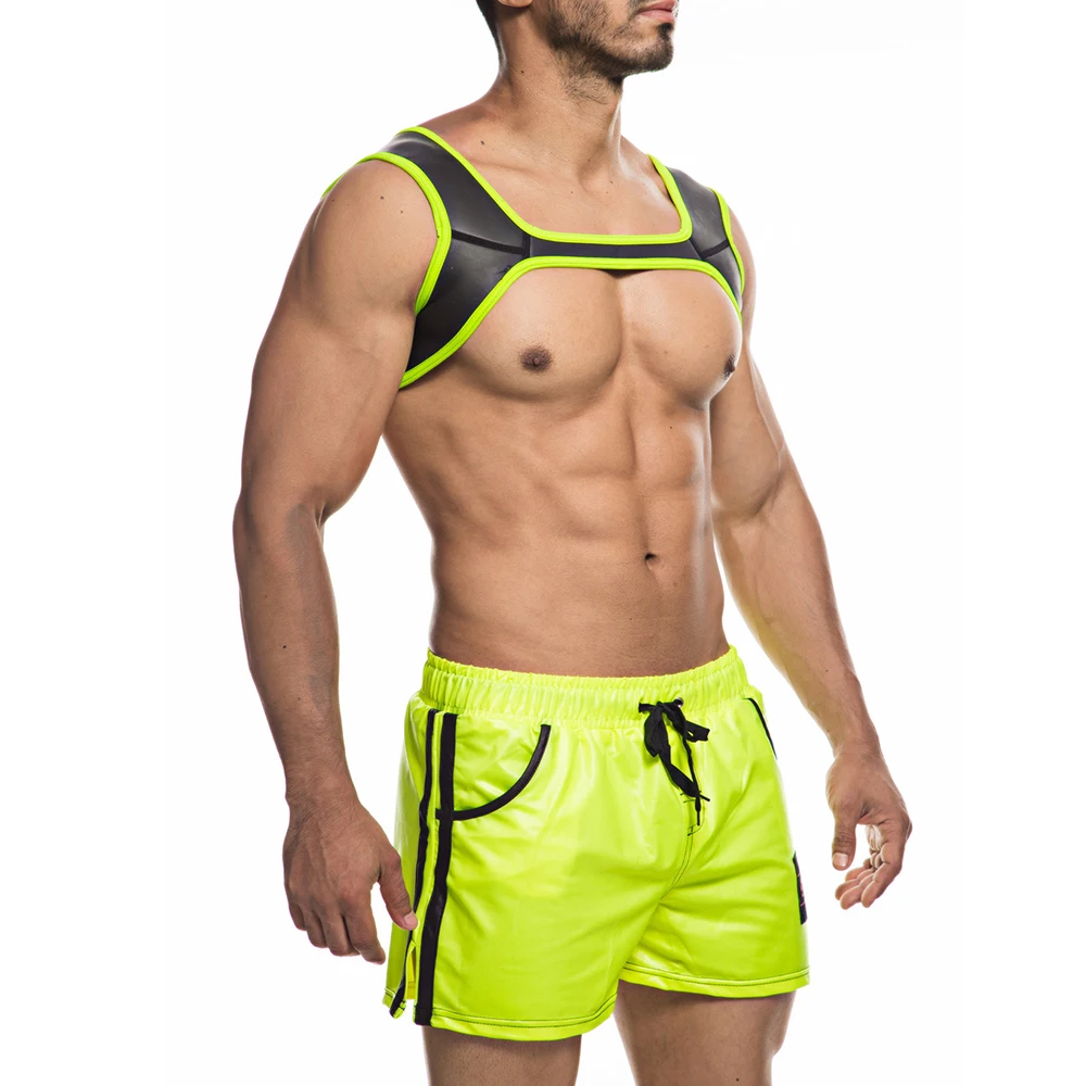Men Underwear Neoprene Chest Harness Shorts Pants Sports Workout Gym Undershirts