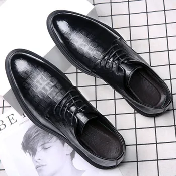 

Formal business leather shoes men's 2020 spring and autumn new pointed tide casual British leather stealth increased shoesТуфли