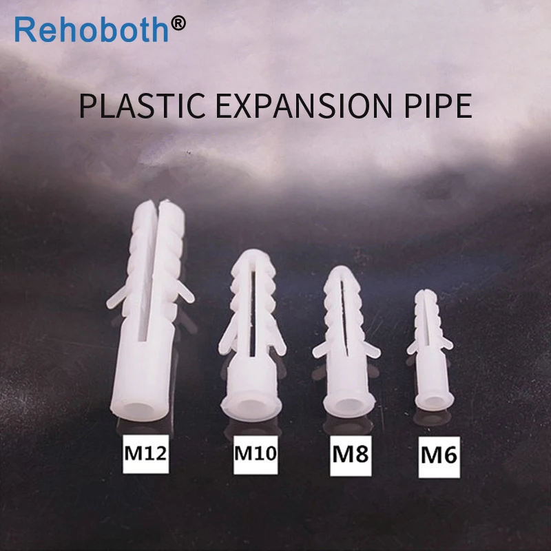 

50pcs M6 M8 M10 M12 Ribbed Plastic Anchor Wall Plastic Expansion Pipe Tube Wall Plugs