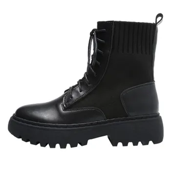 

Boots Women Genuine Leather Shoes For Winter Boots Shoes Woman Casual splice Genuine Leather Botas Mujer Female Ankle Boots