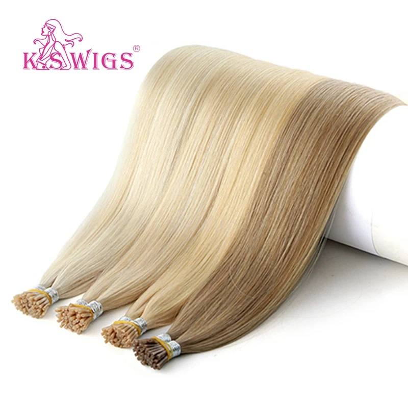 

K.S WIGS 1g/s I Tip Stick Keratin Real Remy Hair Straight Pre-Bonded Fusion Hair Extensions 20'' 28''
