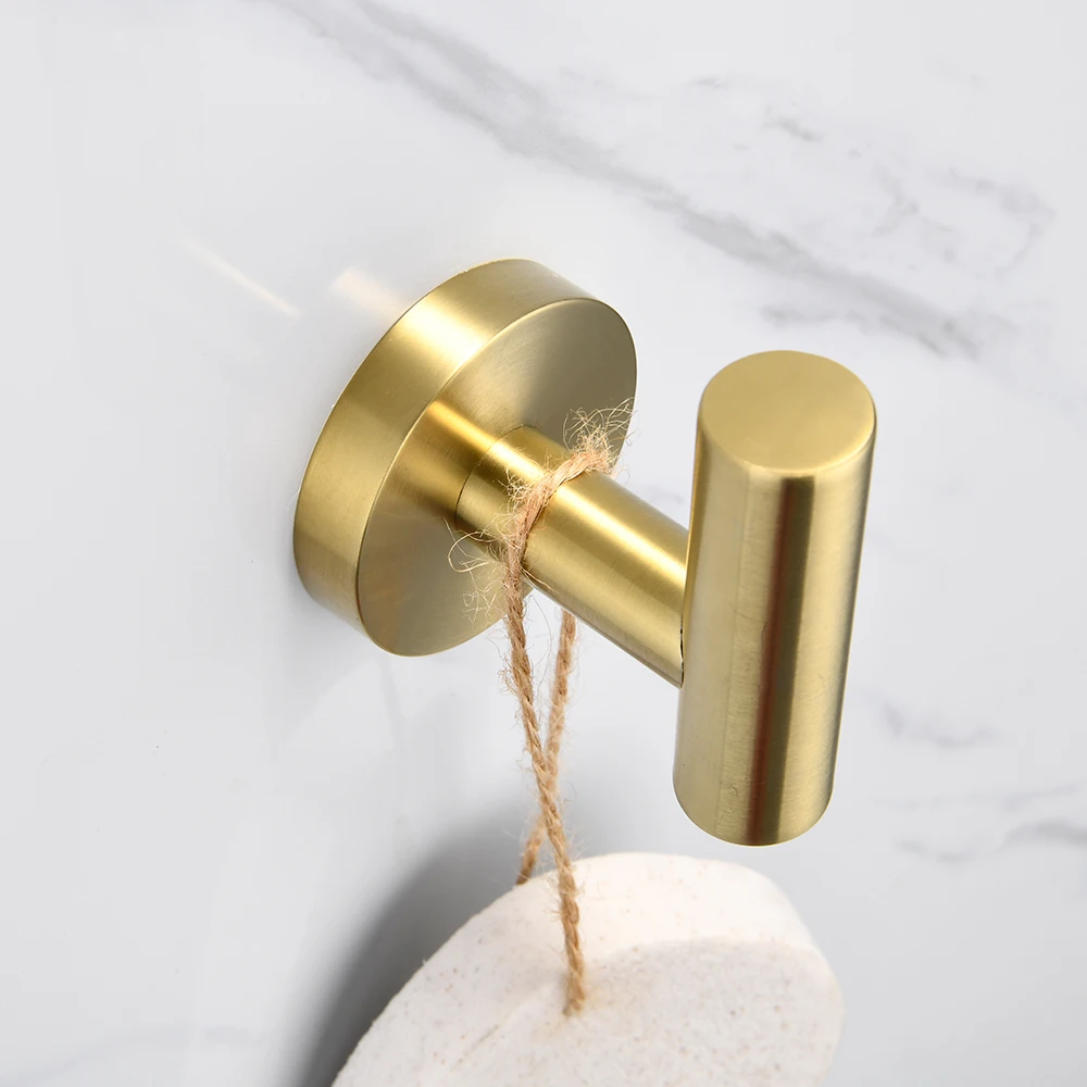 Bathroom Hardware Accessories Brushed Gold Stainless Steel Toilet Paper Holder Wall Hook Towel Holder Rack Kitchen Organizer Bathroom WC Accessories