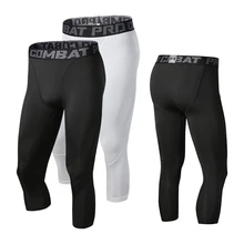 Tight Pants Men Sports Leggings Compression Base Laye Trousers Men Jogger Fitness Gym Basketball Shorts 3/4