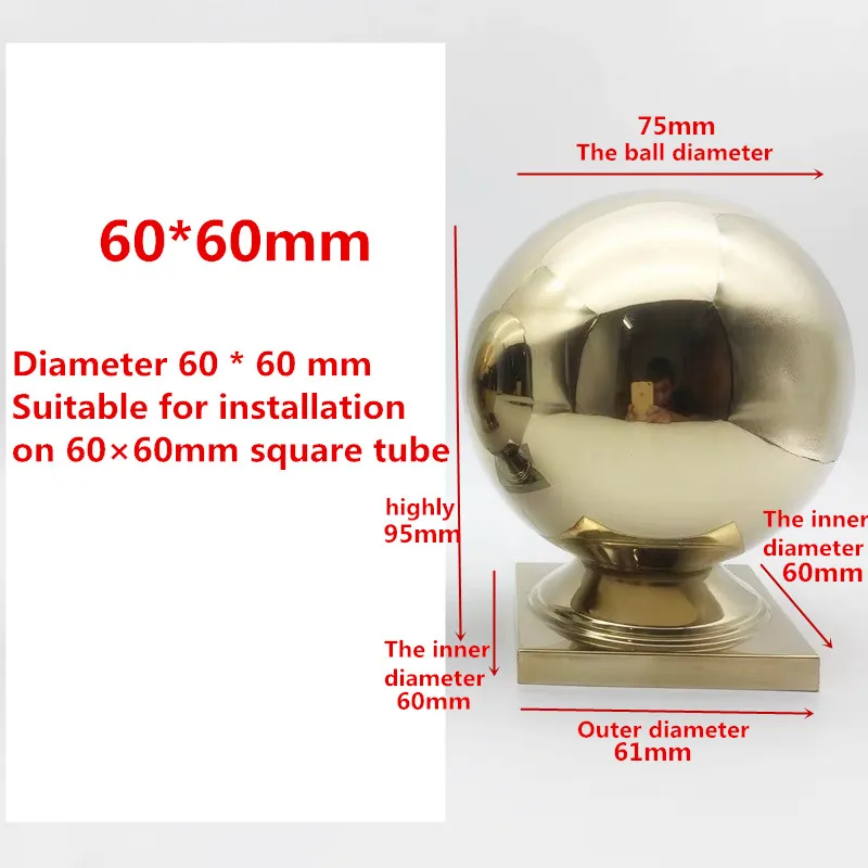 silver60mm 304 шар из нержавеющей стали, квадратный шар сиденья, сварной полый шар, подходит для лестничных поручней, наружное ограждение украшения - Цвет: silver60mm