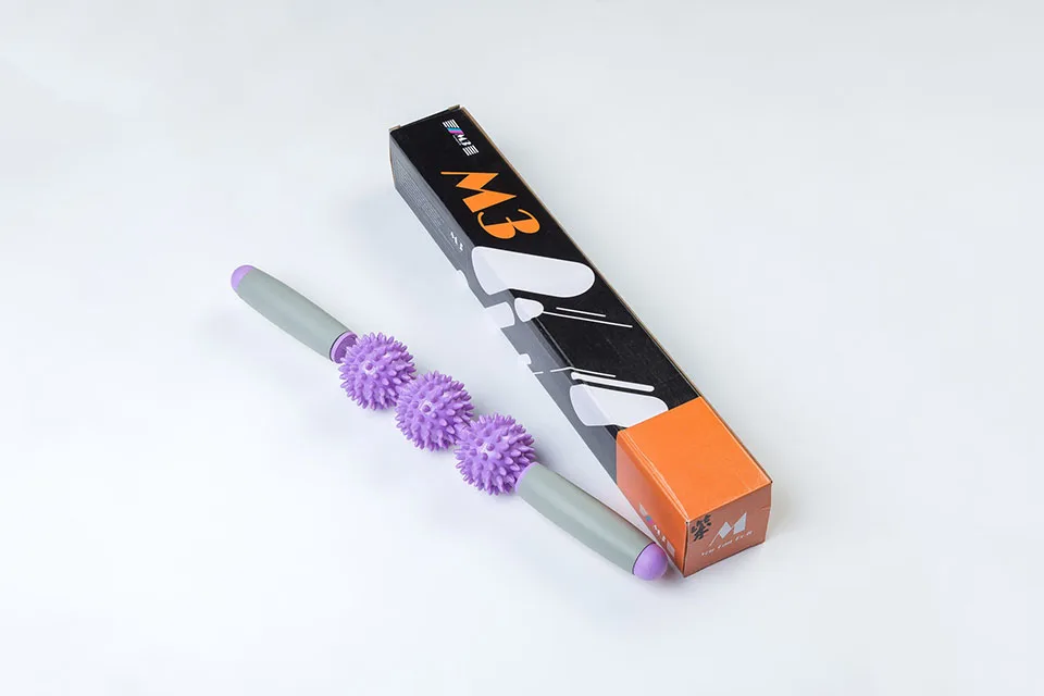 Бежевый 18inch Gym Muscle Massage Roller Yoga Stick Muscle Body Massage Relax Tool Muscle Roller Sticks with Point Spiky Ball - Цвет: Бежевый