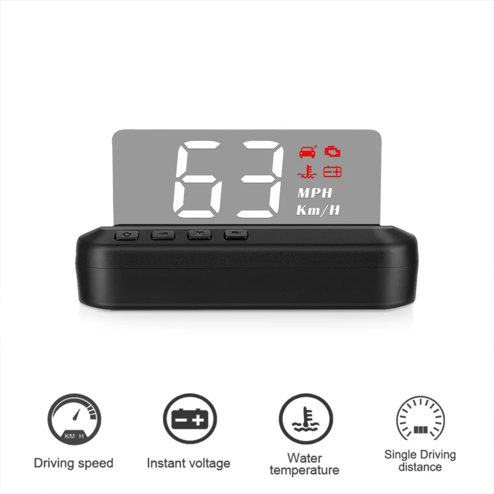 

Mirror C100 HUD Car Head up display Windshield Speed Projector Security Alarm Water temp Overspeed RPM Voltage Driving Computer