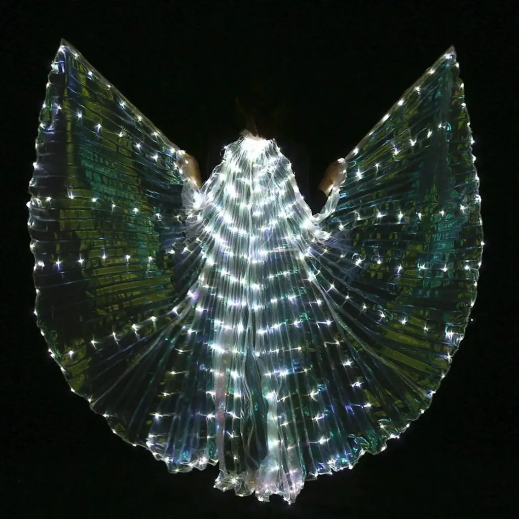 LED Isis Wings Glow Light Up Belly Dance Costumes With Sticks Performance