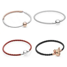 Подлинные 925 пробы серебряные браслеты с подвесками и браслет для женщин Симпатичные бусины ювелирные изделия подарок