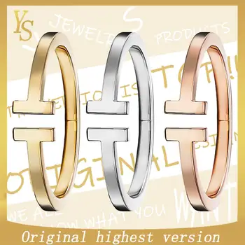 

YS Bangles original 1:1 tif titanium alloy wide version with double T opening Bangles couple