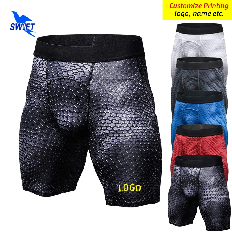 Sports Shorts Quick Dry Compression Running Shorts Men 3D Print Bodybuilding Sport Tights Gym Fitness Elastic Workout Short Pants Customize