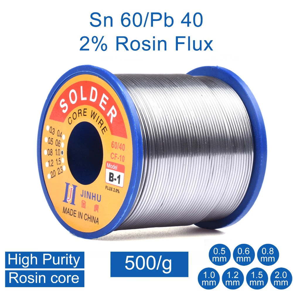 500g 0.5mm 0.8mm 1.0mm 2.0mm 60% Tin Rosin Core Solder Wire for Electrical repair, IC repair lowes welding helmet