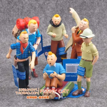 

6pcs/set New The Adventures of Tintin Herge Les Aventures de Tintin 8cm Figure Figurine Model Gift Toys Collect