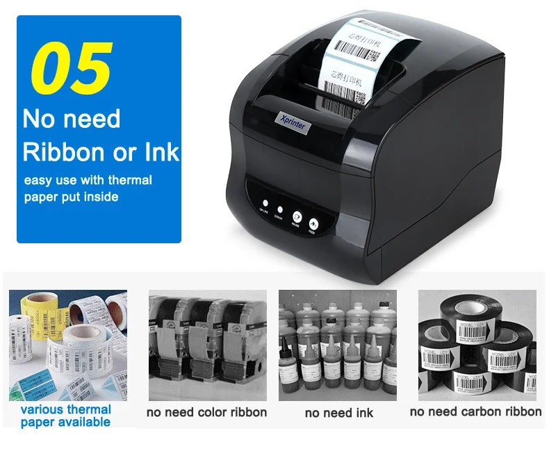Impressora Térmica de Etiquetas Xprinter365 Impressora de Código de Barras com Bluetooth e Suporte Térmico de 80 mm para Recibos e Papel Adesivo Impressoras - Imagem 4