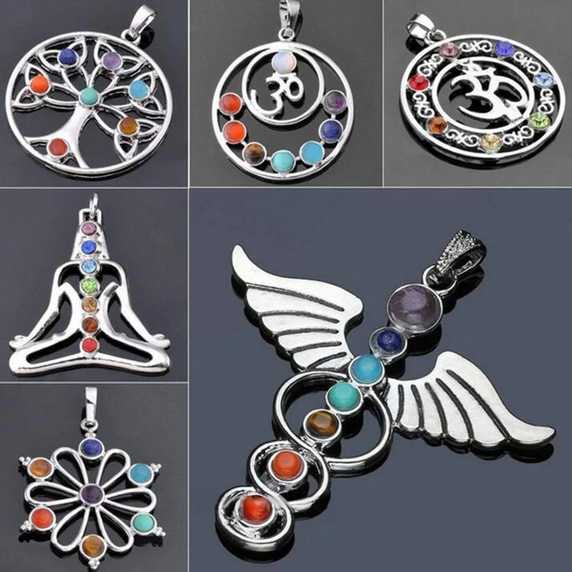 7 Chakra Steine Chakra Reiki Punkt baum des lebens anhänger charm anhänger  schmuck Ankh Yoga charme 3D stein halskette - AliExpress