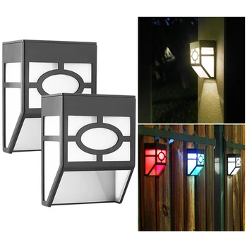 

2LED Solar Retro Wall Lamp Warm & Colorful Light Waterproof Solar Led Pane Garden Light for Street Path Solar Outdoor Lighting
