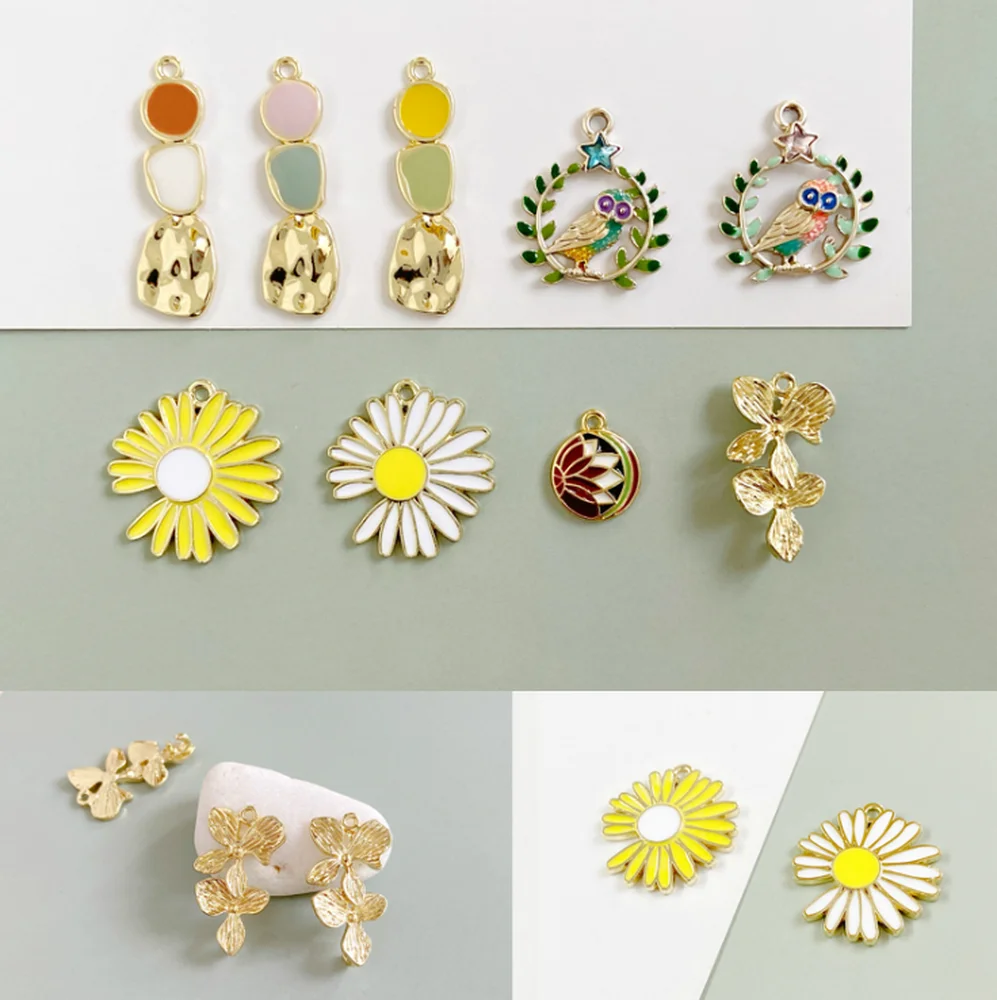 4 pcs Literature and Art sen xi Daisies Flowers Owl Pendant DIY Earring Material Handmade Jewelry Accessories Spring 2020 | Украшения и
