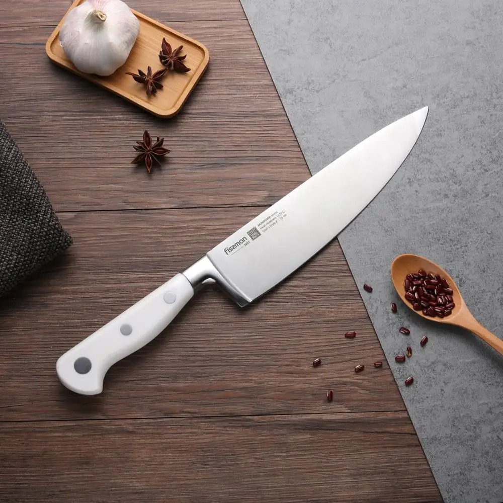 Стальной кухонный нож FISSMAN Germen серии MONOGAMI универсальный слайсер Santoku для обрезки
