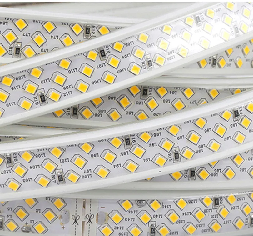 180 светодиодный s/m трехрядная Светодиодная лента 2835 220V 240V Водонепроницаемая лента со светодиодными лампами веревка свет теплые белые украшения для дома освещение Новинка