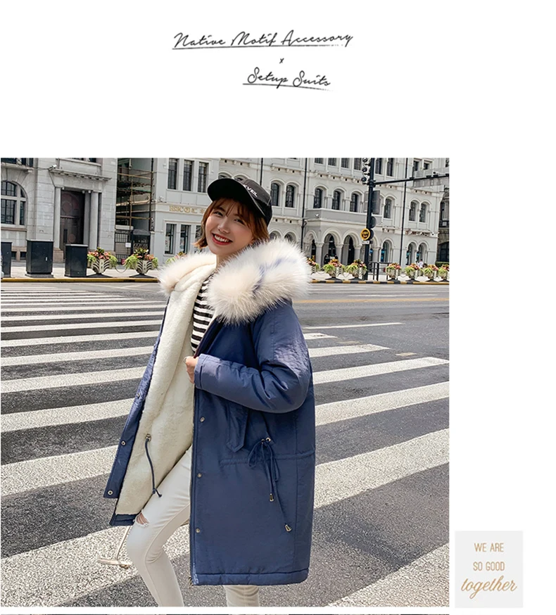 Зимняя одежда теплая Женская куртка зимняя куртка Женский меховой воротник шерстяная подкладка Парка женская плюс размер 3XL зимнее пальто для женщин