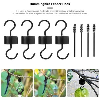 

4pcs Hummingbird Feeder Anti-Ant Hook Garden Waterer 4pcs Cleaning Brushes