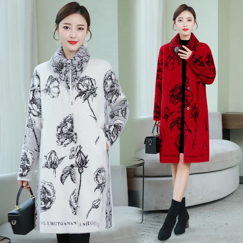 

Mom Fall And Winter Clothes Imitation Mink Velvet Jacket Women's 2019 New Style Middle-aged Women Korean-style Western Style Loo