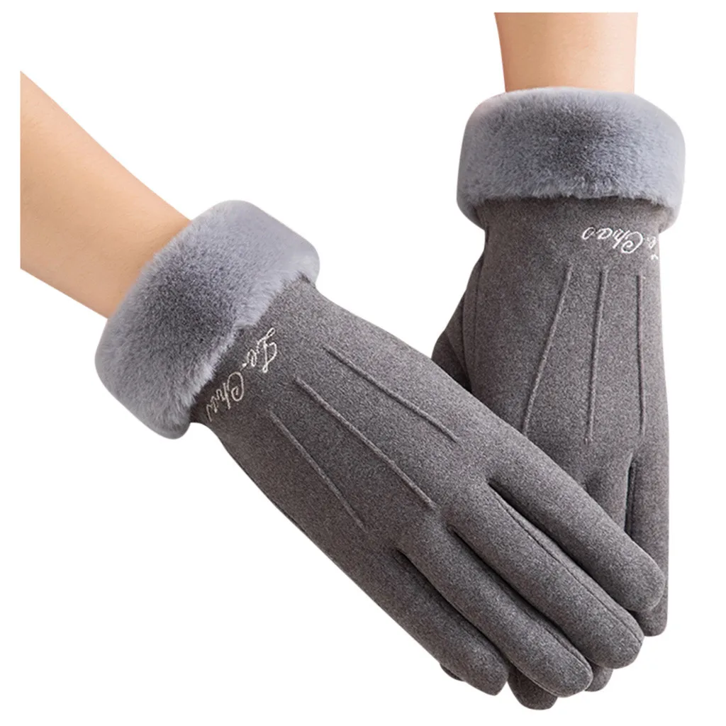 Теплые женские перчатки, Осень-зима, модные повседневные уличные перчатки, теплые перчатки для вождения, лыжные перчатки, зимние женские hiver femme - Цвет: Серый