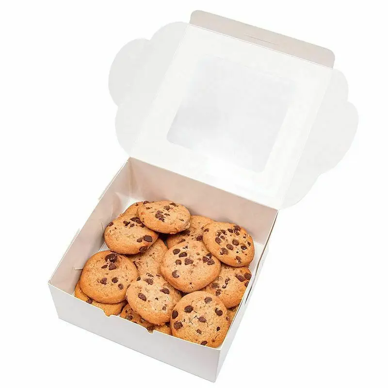 50 Pezzi Scatole per Pasticceria con Finestra per Biscotti, Cupcake, Ciambelle, Contenori per Muffin e Torte in Carta Kraft  15