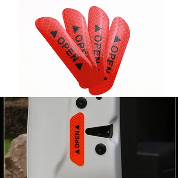 

4pcs Car Door Stickers Warning Sign Reflective Tape Auto Exterior Accessories open sign Security Reflective Strip light reflecto