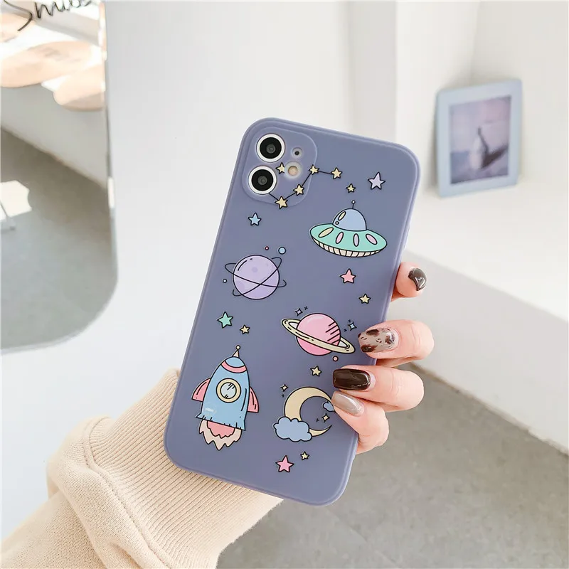 iphone 12 pro max clear case Lens protection cartoon astronaut planet spaceship dinosaur case for iphone 13 12 Pro Max 12MiNi X XR XS 11 Pro Max 6S 7 8 plus iphone 12 pro max silicone case