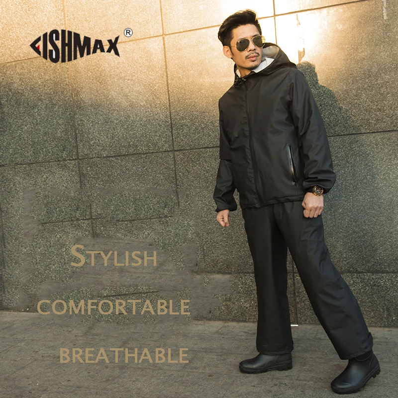 Men's Motorcycle Raincoat Suit Pants Set Fishing Clothes with hat Overalls
