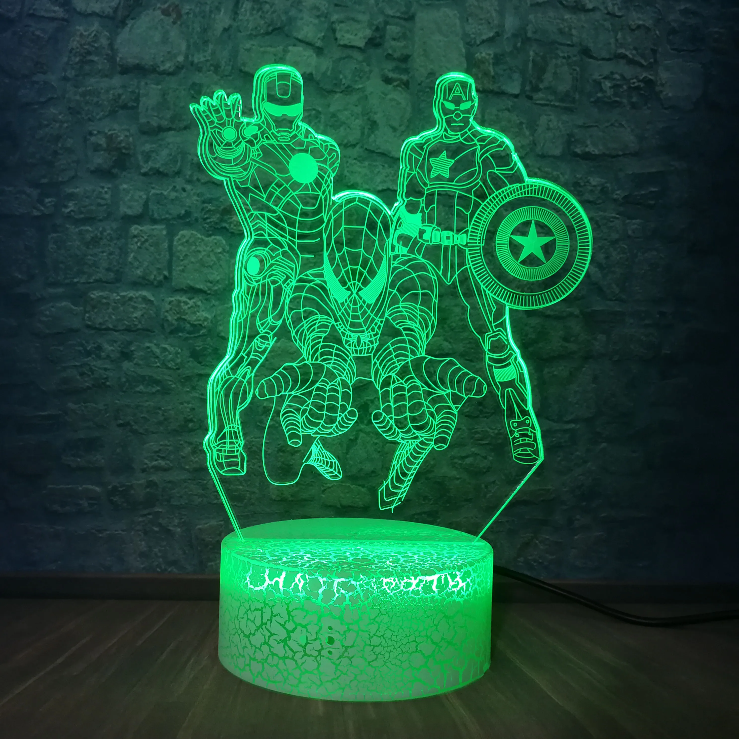 Los vengadores de Marvel lámpara de mesa LED Ironman capitán 3D creativo luz USB amigos lámparas vengador colección de Fans Crack Base|Luces de noche LED| - AliExpress