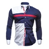 Men Long Sleeve Shirt 2022 Male Striped Shirts Slim Fit Male Casual Social Patchwork Shirt Turn-down Collar Camisa Masculina ► Photo 1/6