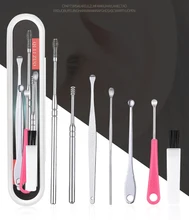 Catadores de 7 Pçs/set Ear Wax Earpick Wax Remover Cureta de Aço Inoxidável Escolha Ear Cleaner Ear Cleaner Colher Cuidado Da Orelha Ferramenta de Limpeza