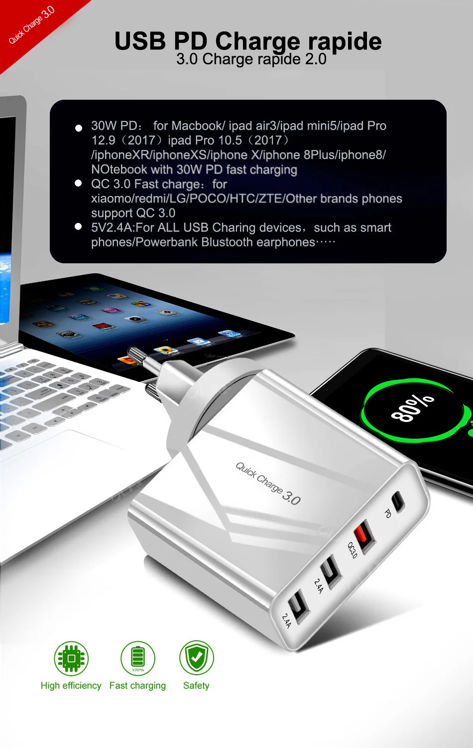 Олаф 48 Вт Быстрая зарядка 3,0 USB зарядное устройство QC3.0 QC Тип C PD вилка Быстрая зарядка настенное зарядное устройство для мобильного телефона для iPhone Xiaomi huawei