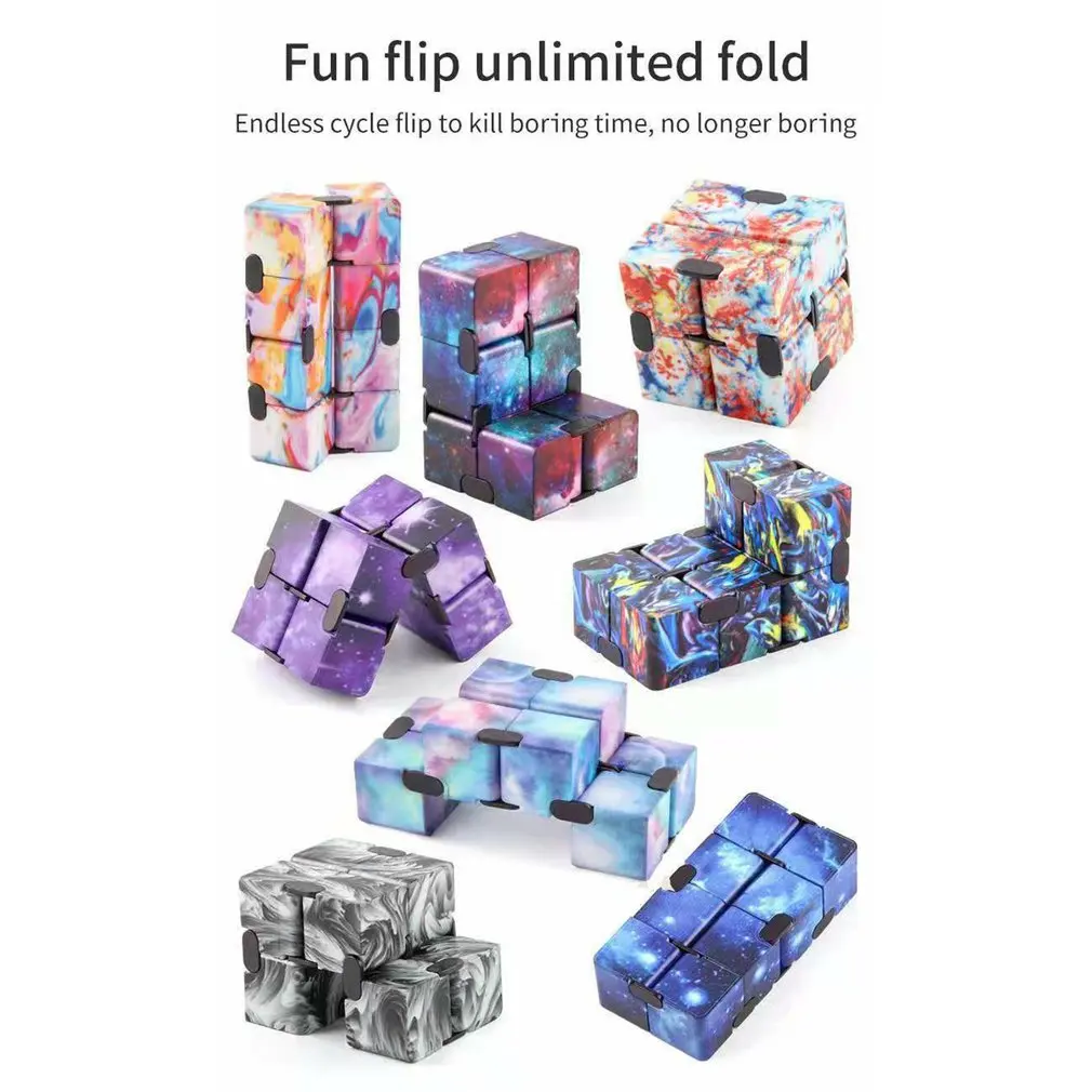infinity cube galaxy fidget toy anti stress relief hand flip cube anxiety sensory toy for children autism adhd magic