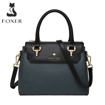 Сумка-тоут FOXER женская с верхней ручкой, саквояж на плечо из натуральной кожи, сумочка кросс-боди для работы на осень и зиму
