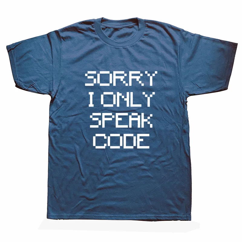 Забавная футболка с надписью «Sorry I Talk Code Programmer», Повседневная футболка с коротким рукавом для мужчин - Цвет: NAVY