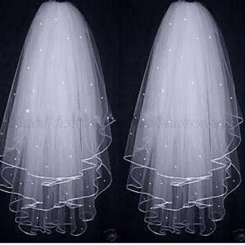 In Stock Cheap Velos de Noiva Three Layers Ribbon Edge Wedding Veil With Pearls White Ivory Short 3 Layers Bridal Veil 2019 In Stock Cheap Velos de Noiva Three Layers Ribbon Edge Wedding Veil With Pearls White Ivory Short 3 Layers Bridal Veil 2019