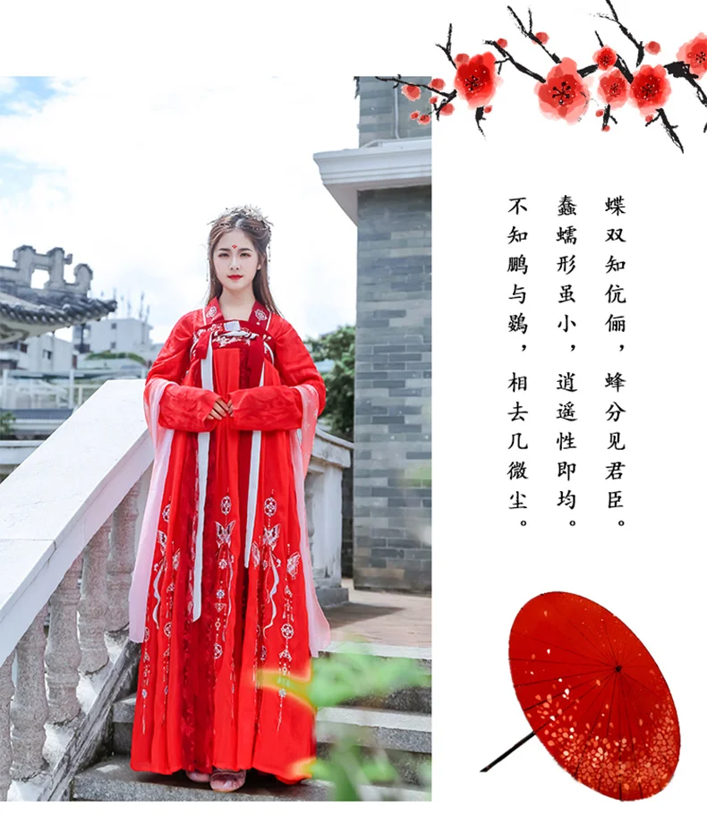 Hanfu платье древний традиционный танцевальный костюм женский династии Тан вышивка костюмы невесты Классический фестиваль представление DL4996