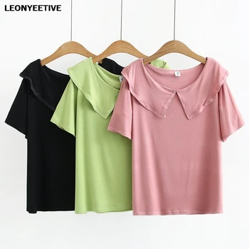 

2020 new summer teeshirt oversize plus size Casual Short Turn-down Collar Solid Regular Broadcloth Cotton polyester