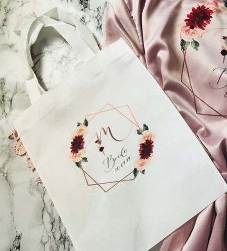 custom one bag Персонализированные Имя даты кружева кимоно халат для женщин невесты халаты и сумка набор девичник Свадебные подготовительные Цветочные атласные подарок - Цвет: custom one bag